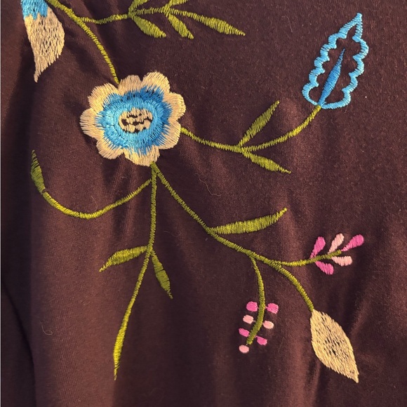 eShakti Midi Eggplant colored Dress with Floral Embroidery 18W - Picture 6 of 6